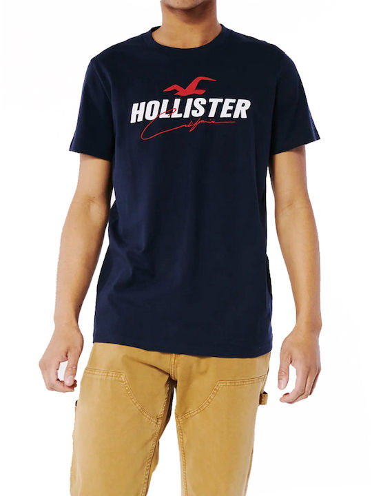 Hollister Ανδρικό T-shirt Κοντομάνικο Navy Μπλε