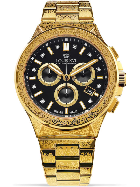 Louis XVI Men's Watch 42mm Chronograph Battery with Gold Metal Bracelet