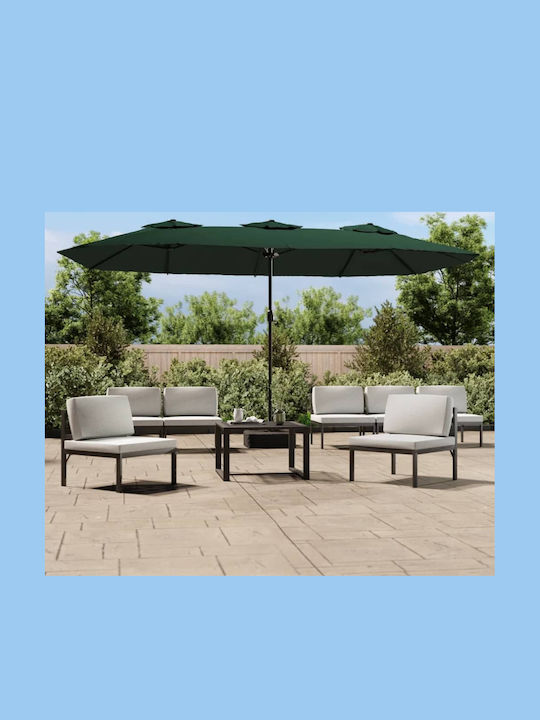 Umbrella Floor Round Metal Green with Base & LE...
