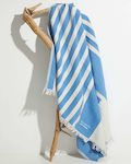 Πετσέτα Θαλάσσης Παρεό με Κρόσσια Μπλε 180x97εκ.