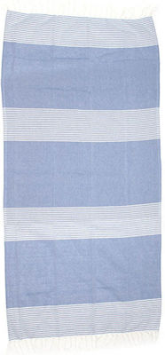 Beach Towel Pareo Blue with Fringes 170x85cm.