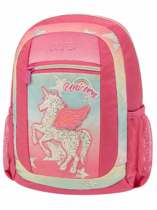 Polo Πήγασος School Bag Backpack Elementary, Elementary in Pink color 7lt