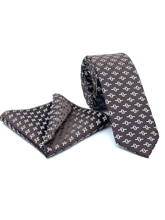 Legend Accessories Set de Cravată pentru Bărbați Tipărit în Culorea Maro