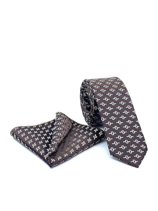 Legend Accessories Men's Tie Set Printed Brown