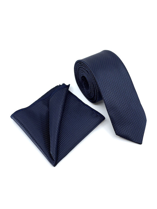 Legend Accessories Σετ Ανδρικής Γραβάτας Συνθετική Μονόχρωμη σε Navy Μπλε Χρώμα