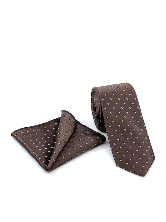 Legend Accessories Men's Tie Set Printed Brown