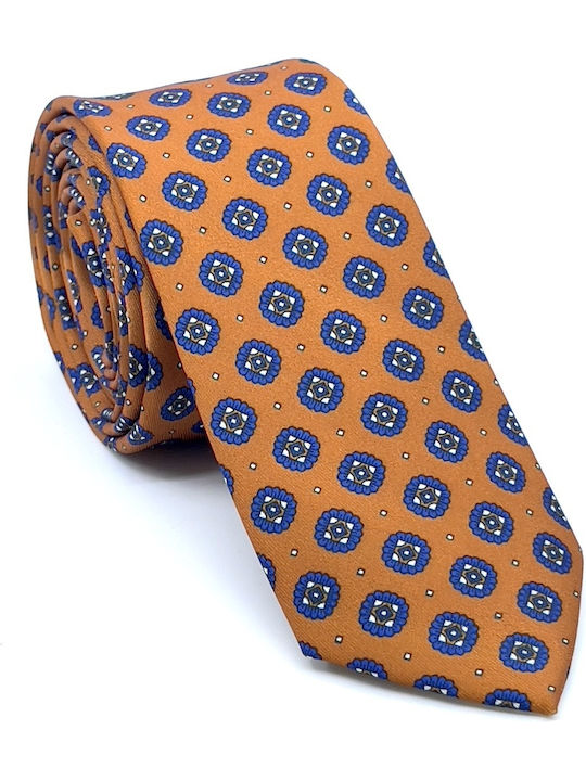 Legend Accessories Ανδρική Γραβάτα Μεταξωτή με Σχέδια σε Πορτοκαλί Χρώμα