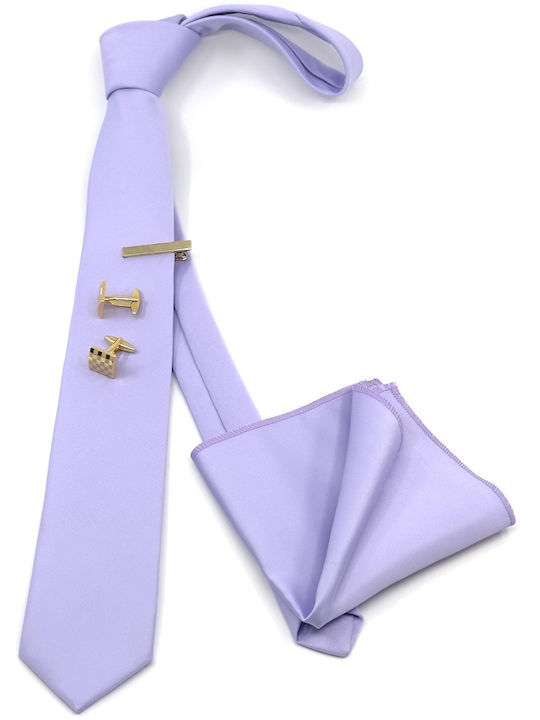 Legend Accessories Herren Krawatten Set Monochrom in Flieder Farbe