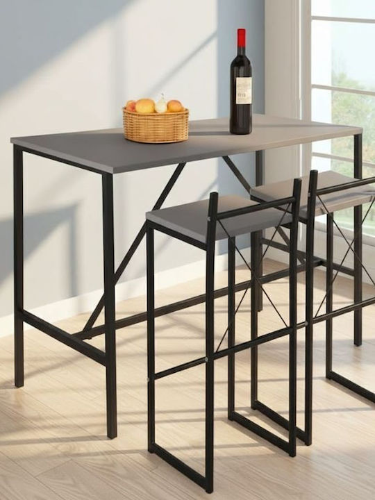 Crego Table Bar Wooden with Metal Frame Black 1...