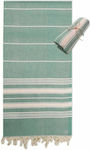Ocean Beach Towel Pareo Green with Fringes 180x100cm.