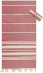Ocean Beach Towel Cotton Red with Fringes 180x100cm.