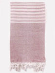 NODO Burgundy Cotton Beach Towel with Fringes 170x90cm