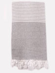 NODO Beach Towel Cotton Gray with Fringes 170x90cm.