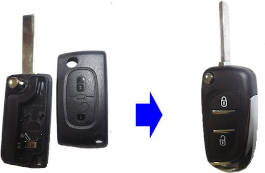 Foldable Car Key Shell with Blade with 2 Buttons for Citroen