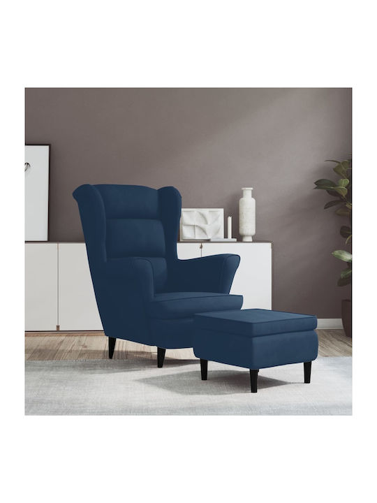 Bergère cu Puf Catifelat Albastră 81x90x96.5cm
