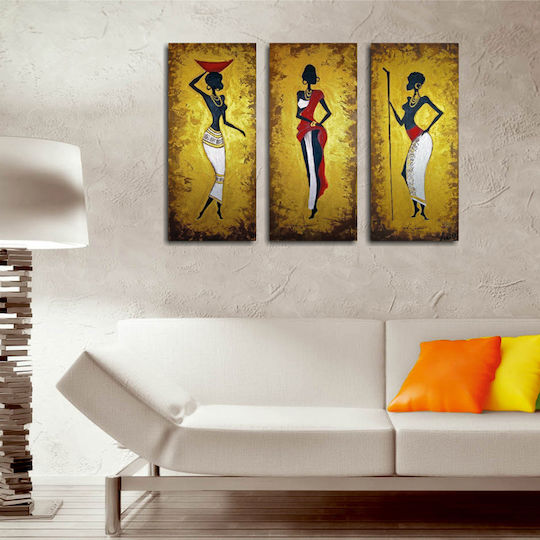 Threefold Painting on Canvas 45x20cm