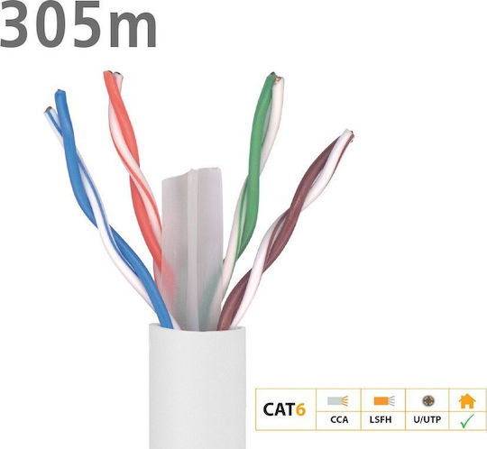 Televes U/UTP Cat.6 (Gigabit) Καλώδιο Δικτύου Ethernet χωρίς ακροδέκτες 305m Λευκό