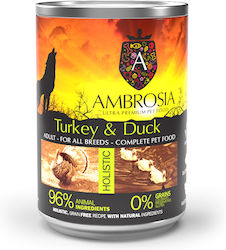 Ambrosia Canned Grain Free Wet Dog Food with Turkey and Duck 1 x 400gr