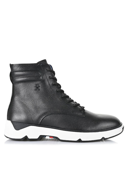 Tommy Hilfiger Men's Leather Military Boots Black
