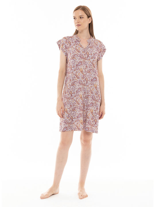 Pink Label Summer Cotton Women's Nightdress Pink