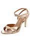 Divide Leather Women's Sandals Mocca Metallic with High Heel