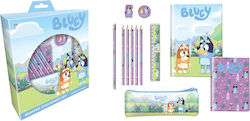 Graffiti Bluey Girl Kinder Schreibwarenset mit Bleistift, Spitzer, Radiergummi, Lineal und Etui