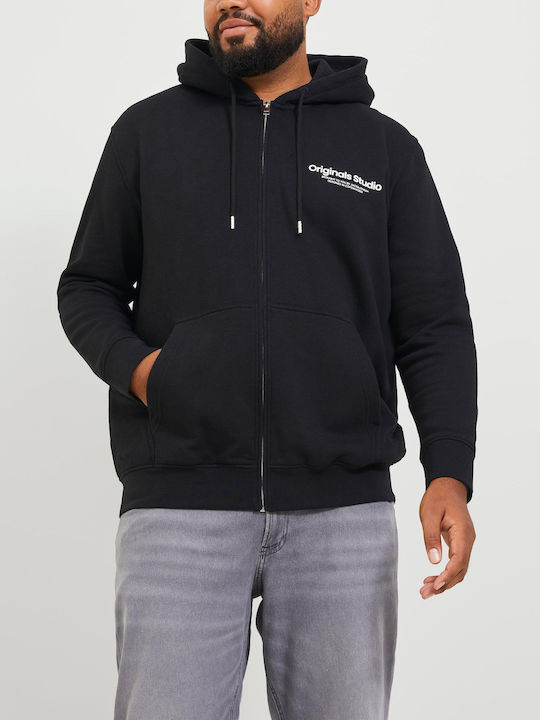 Jack & Jones Men's Sweatshirt Jacket with Hood and Pockets Black