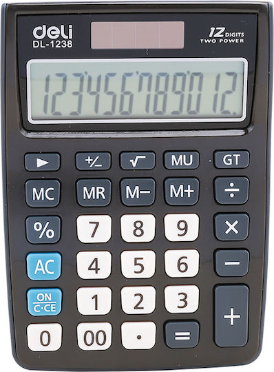Deli Calculator 12 Digits in Gray Color 1pcs