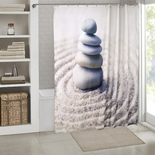 Lino Home Jiwe Κουρτίνα Μπάνιου 180x200cm Εκρού
