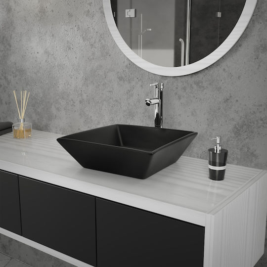 ML-Design Aufgesetztes Waschbecken Keramik 41x41x12cm Schwarz