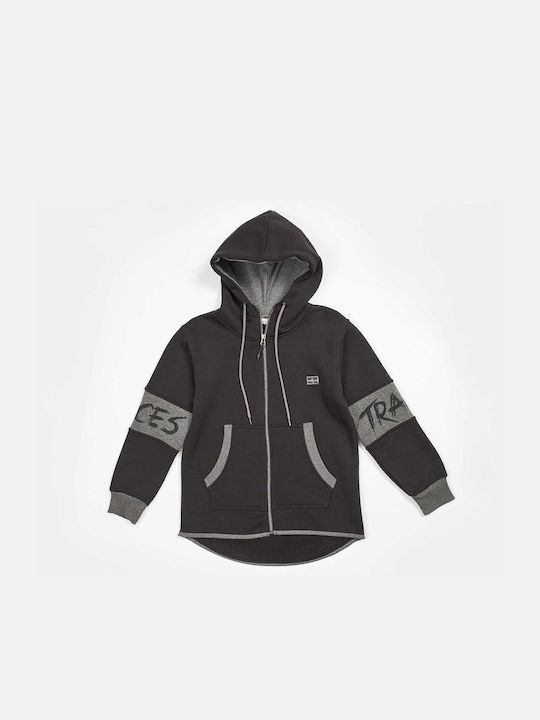 Hashtag Boys Hooded Sweatshirt with Zipper Black