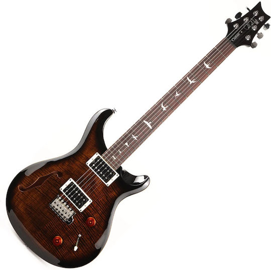 PRS Guitars SE Custom 22 Semi-Hollow Elektrische Gitarre SG mit S Tonabnehmerkonfiguration Black Gold Sunburst mit Tasche