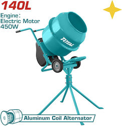 Total Μπετονιέρα Ηλεκτροκίνητη 450W 140lt TCMF140451