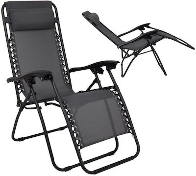 Mega Bazaar Sunbed-Armchair Beach with Reclining 3 Slots Black 173x66x108cm.