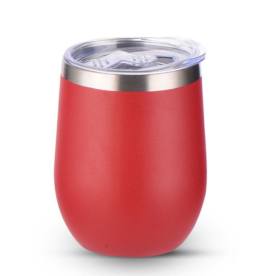 Sugar Love Glass Thermos Stainless Steel / Plastic 360ml Red with Mouthpiece