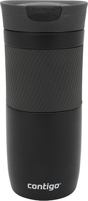 Contigo Byron Glas Thermosflasche Rostfreier Stahl BPA-frei Schwarz 470ml mit Mundstück Mattschwarz