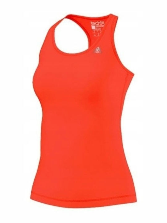 Adidas Women's Athletic Blouse Sleeveless Fast Drying Orange