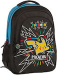 Graffiti Pokemon Σχολική Τσάντα Πλάτης Δημοτικού σε Μαύρο χρώμα