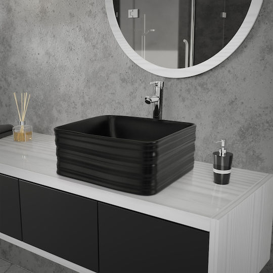 ML-Design Deasupra Blatului Chiuvetă Ceramică 39x39x15cm Negru