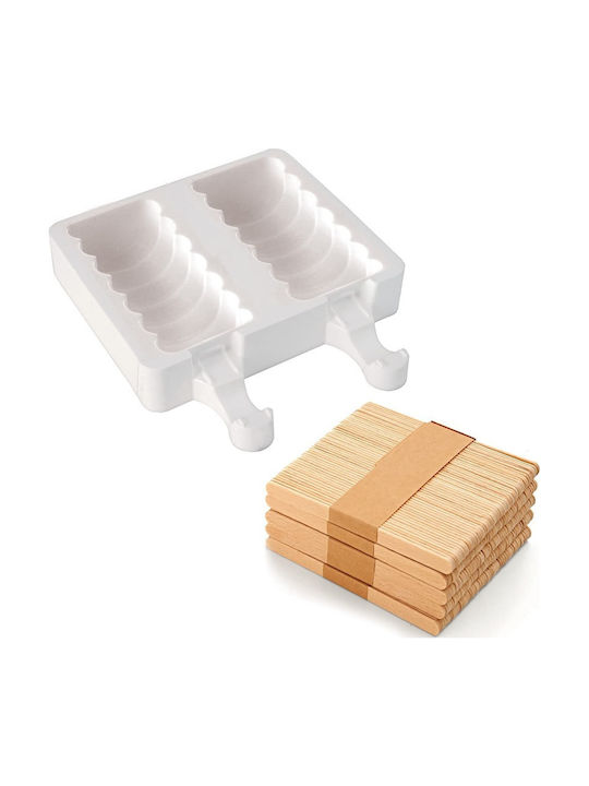 Silikomart Backform Eiscreme / Eislutscher Silikon 4 Plätze 9x5x2.75cm 2cm