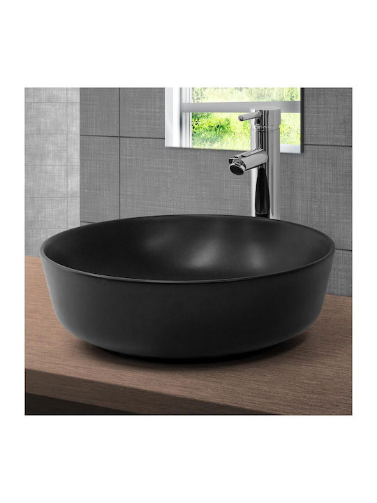 ML-Design Επικαθήμενος Νιπτήρας Κεραμικός 41.5x41.5x13.5cm Μαύρος