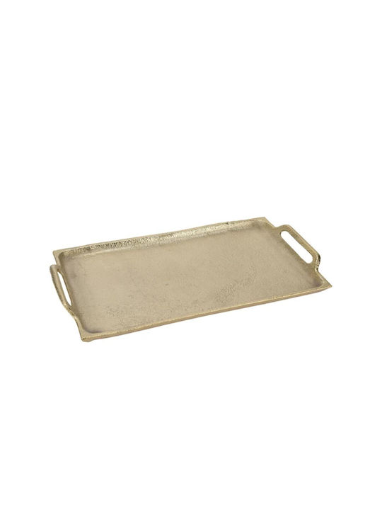 Aria Trade Rectangular Metallic Serving Tray with Handles Gold 29.5x18x2.5cm