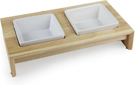All For Paws Ceramic Bowl Water for Dog & Cat with Base 2x 400ml in White Color