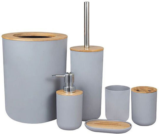 Zero Accessories Plastic Bathroom Accessory Set Gray 6pcs