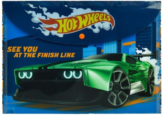 Gim Dosar cu Buton pentru Hârtie A4 Albastru Hot Wheels