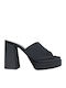 Mules with Chunky High Heel in Black Color