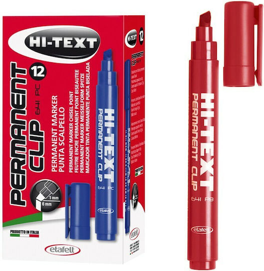 Etafelt Hi-Text Ανεξίτηλοι Μαρκαδόροι Κόκκινοι 5mm Σετ 12τμχ