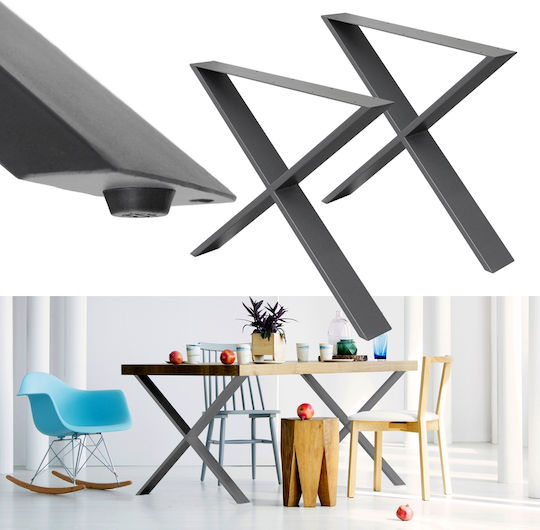 ECD Germany Xdesign Picior De Mobilier Din Lemn Potrivit Pentru Masă / Măsuță 60x72cm Gri