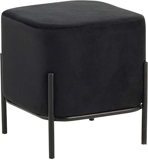Hocker Für das Wohnzimmer Gepolstert mit Samt Bella Schwarz 36x36x38cm