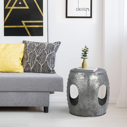 Rundes Beistelltisch Metall Silber M38xL38xH43cm Womo Design